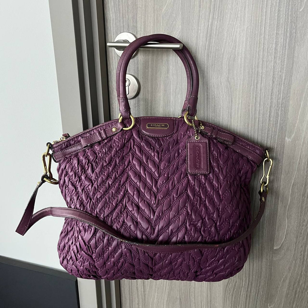 COACH MADISON QUILTED CHEVRON NYLON LINDSEY SATCHEL  (Style #18634)