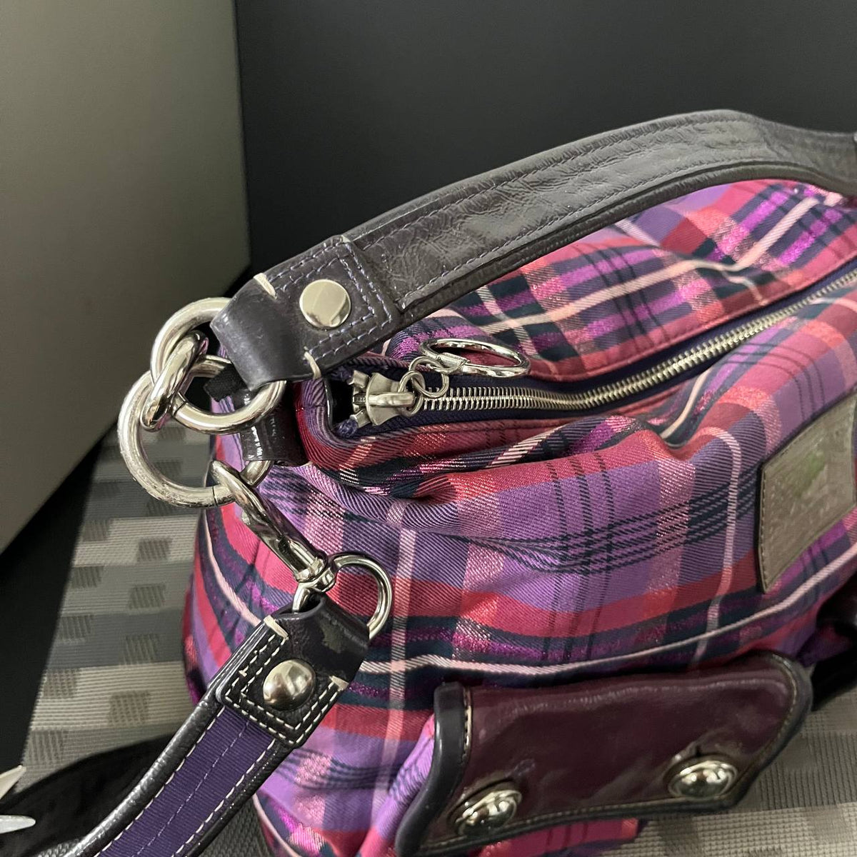 COACH POPPY TARTAN PLAID POCKET HOBO (Style #16120)