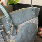 COACH LAURA CLASSIC TOTE IN PASTEL BLUE  (Style #18335)