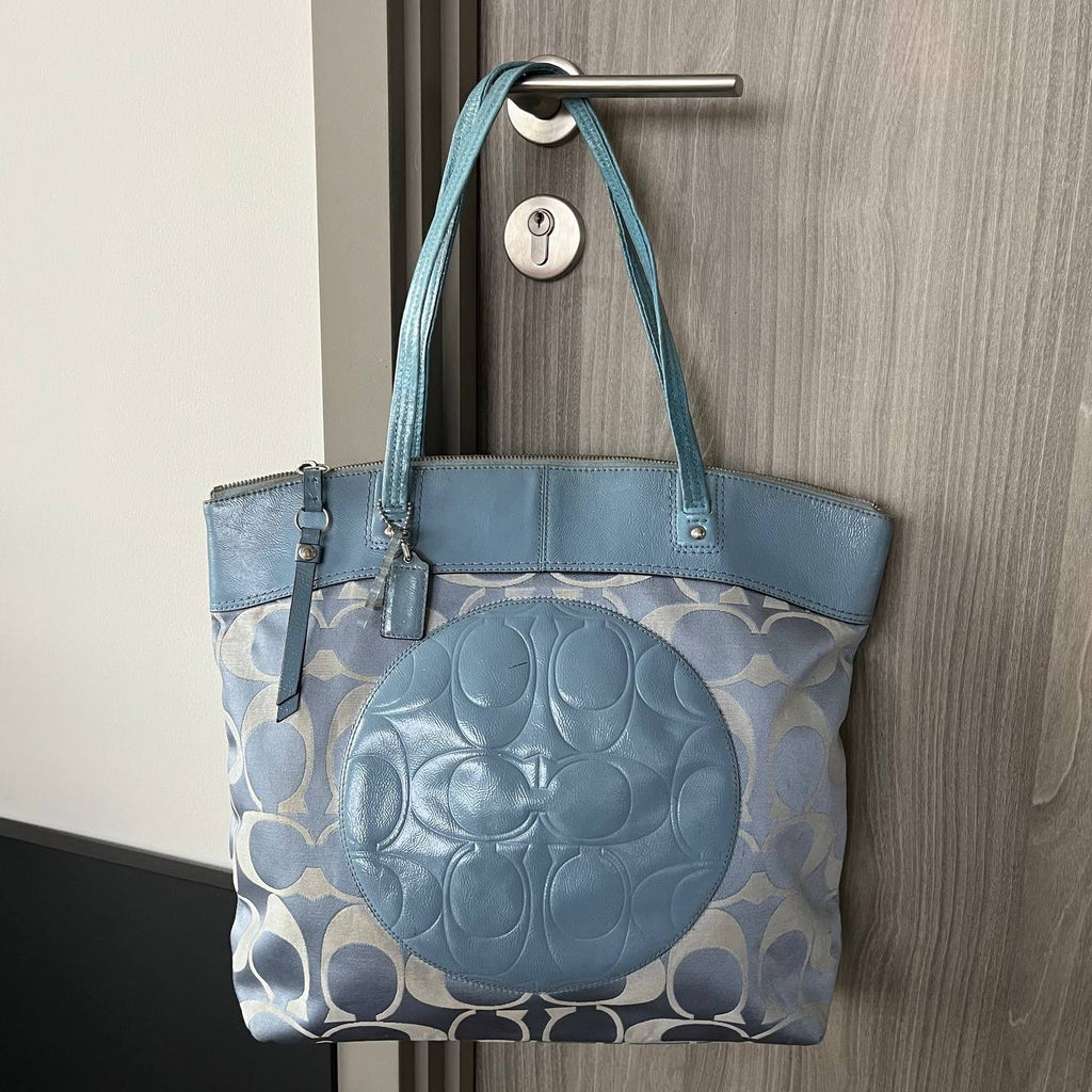 COACH LAURA CLASSIC TOTE IN PASTEL BLUE  (Style #18335)