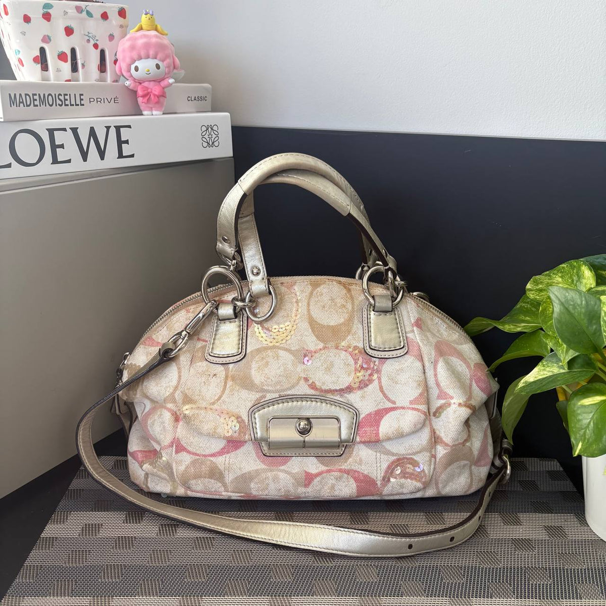 COACH KRISTIN SIGNATURE DOME SEQUIN SATCHEL (Style #19338)