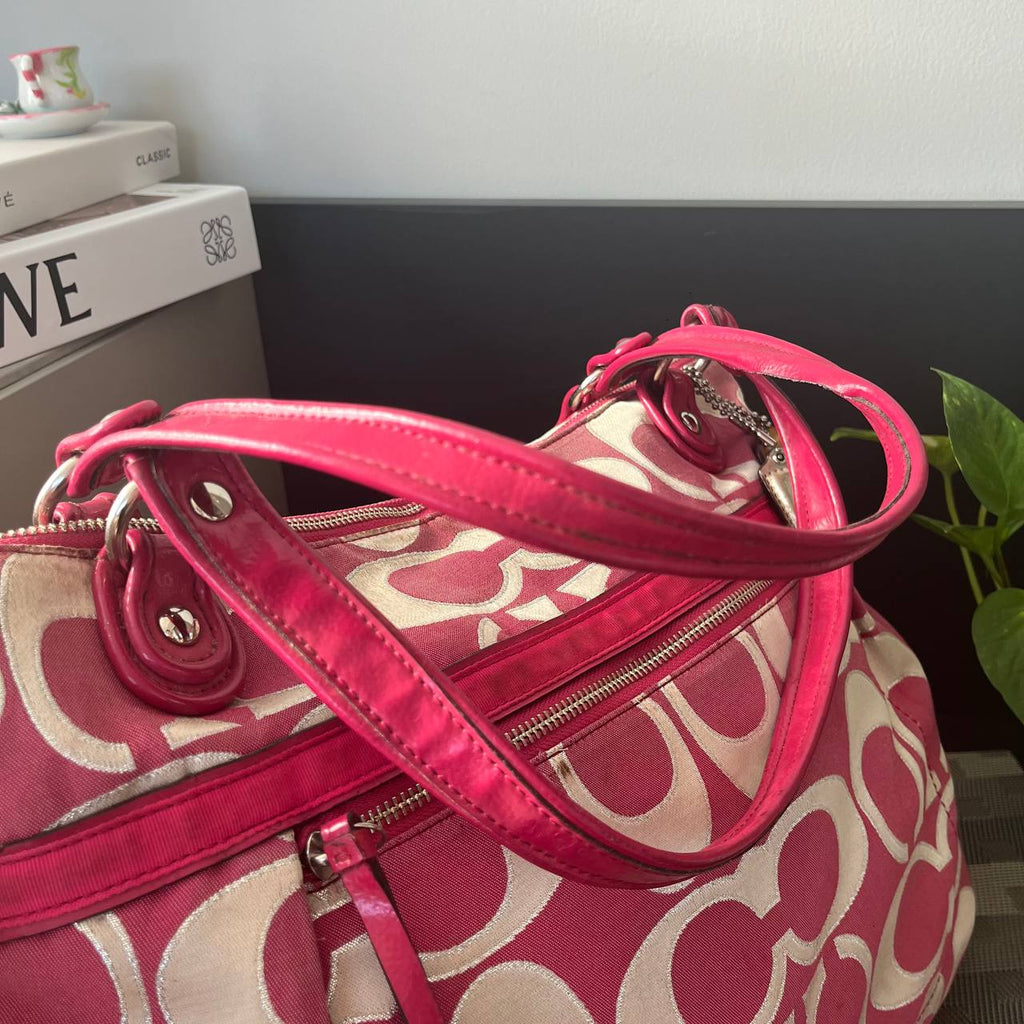 COACH POPPY METALLIC SIGNATURE SATEEN GLAM TOTE(Style #18979)