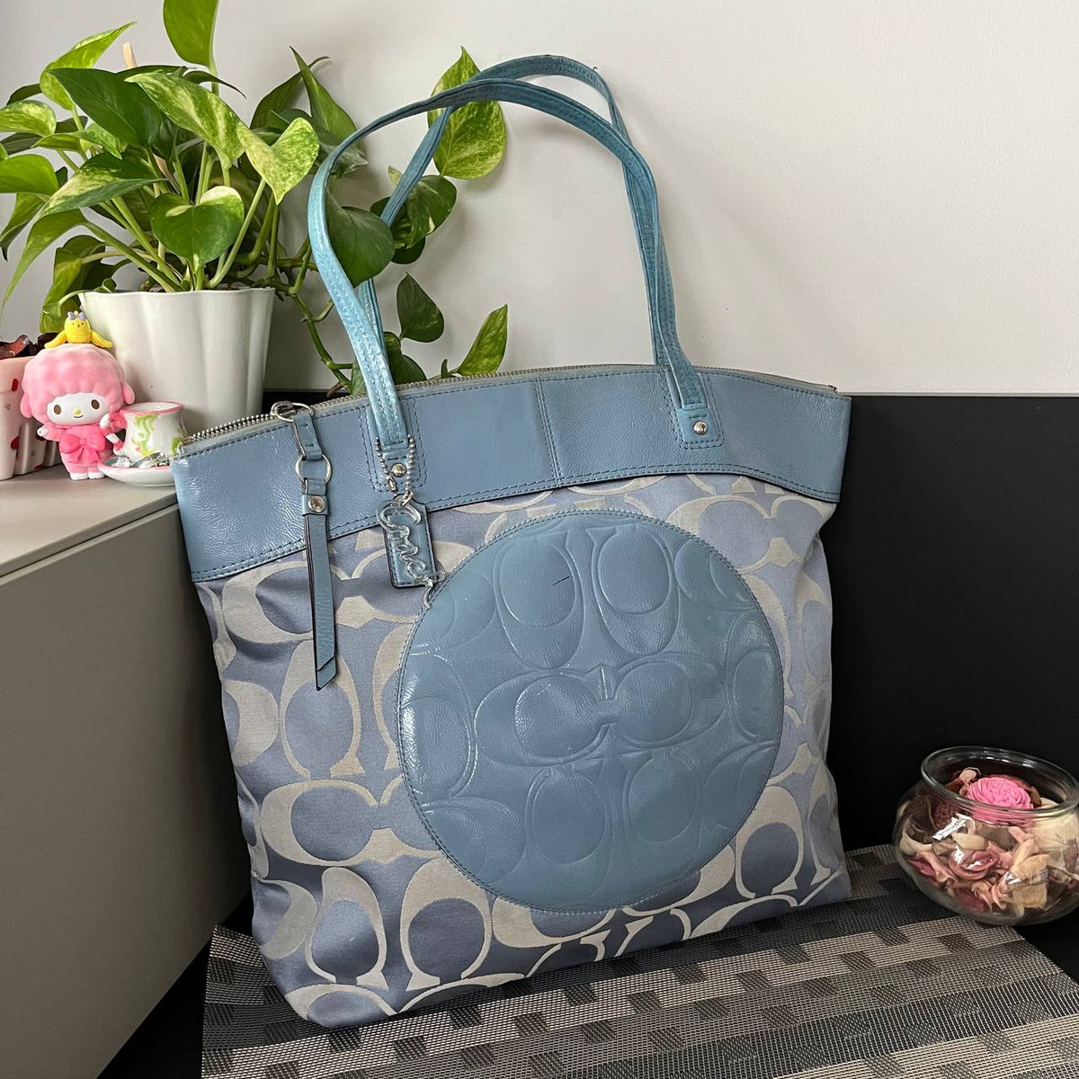 COACH LAURA CLASSIC TOTE IN PASTEL BLUE  (Style #18335)