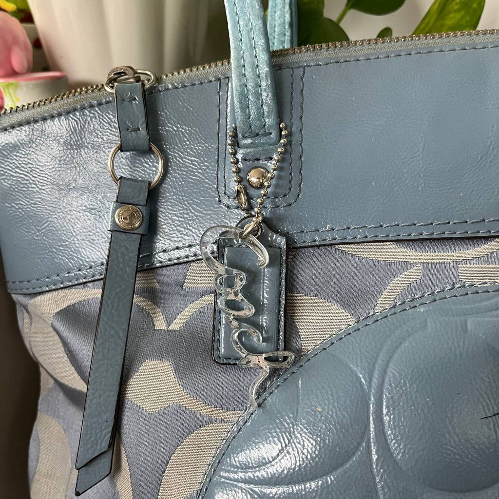 COACH LAURA CLASSIC TOTE IN PASTEL BLUE  (Style #18335)