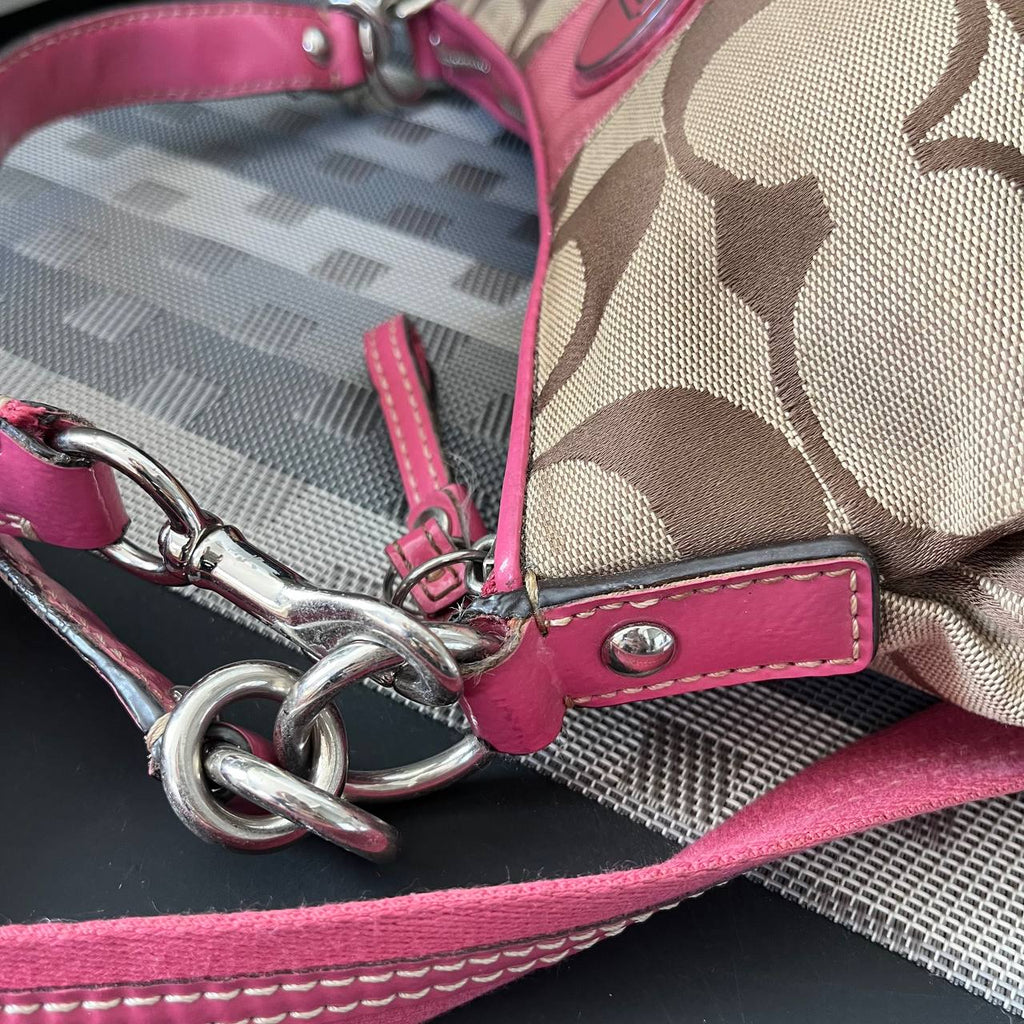 COACH SIGNATURE STRIPE DEMI SHOULDER BAG (Style #17439)
