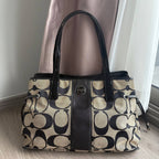 Preloved Coach Signature Stripe Carryall Shoulder Bag