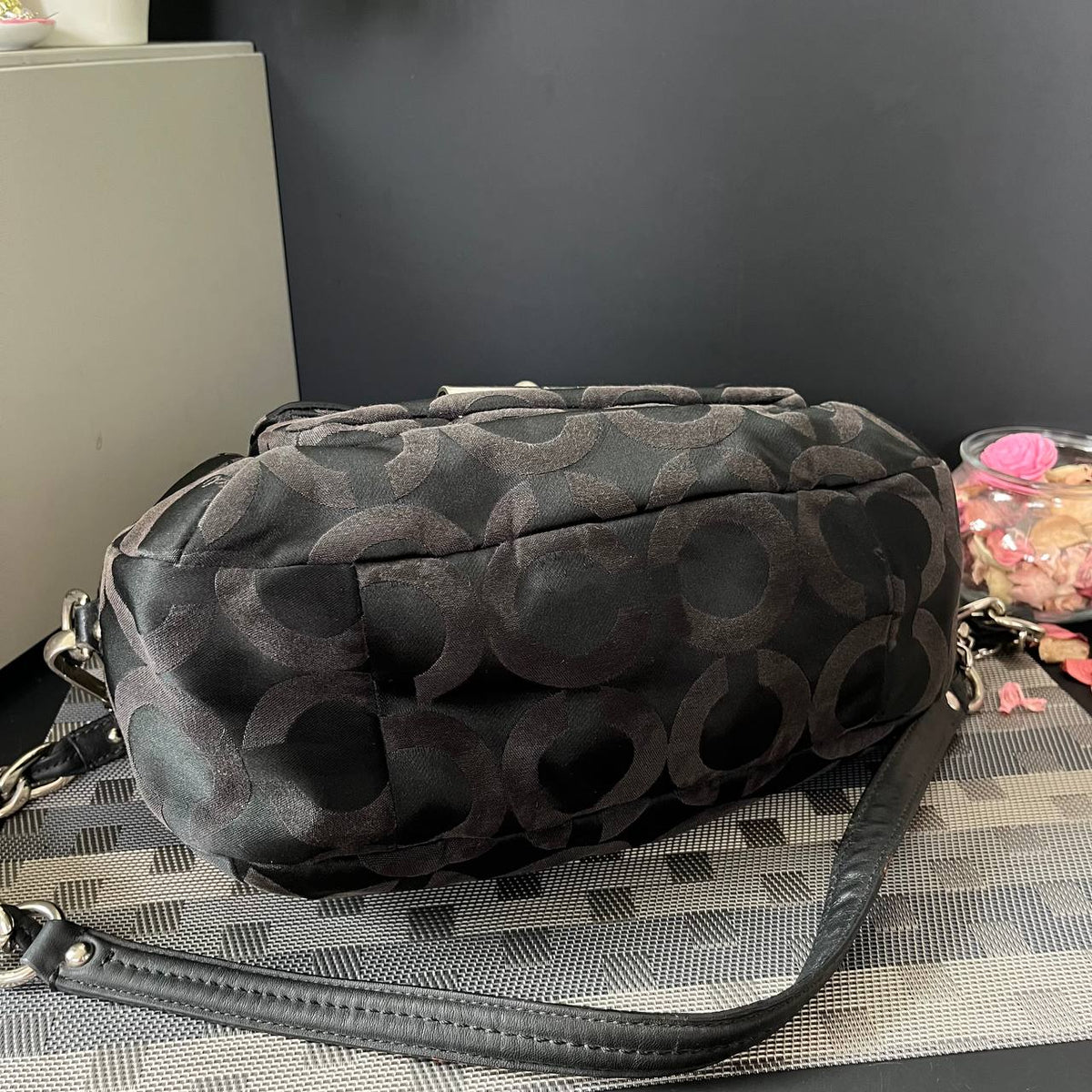 COACH BLACK SIGNATURE KRISTIN OP ART SATCHEL (Style #16779)