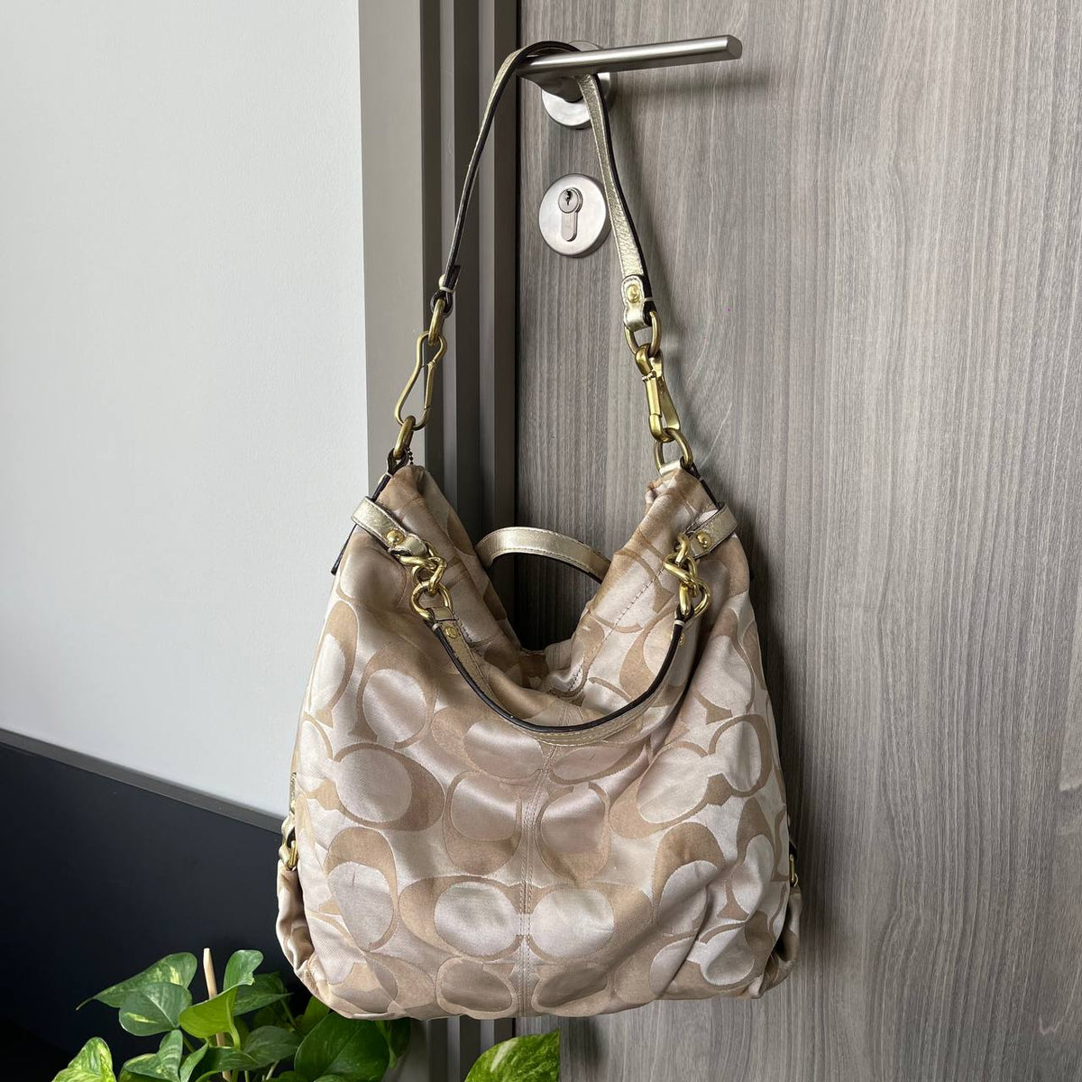 COACH LARGE SATEEN BROOKE HOBO SATCHEL  (Style #16619)