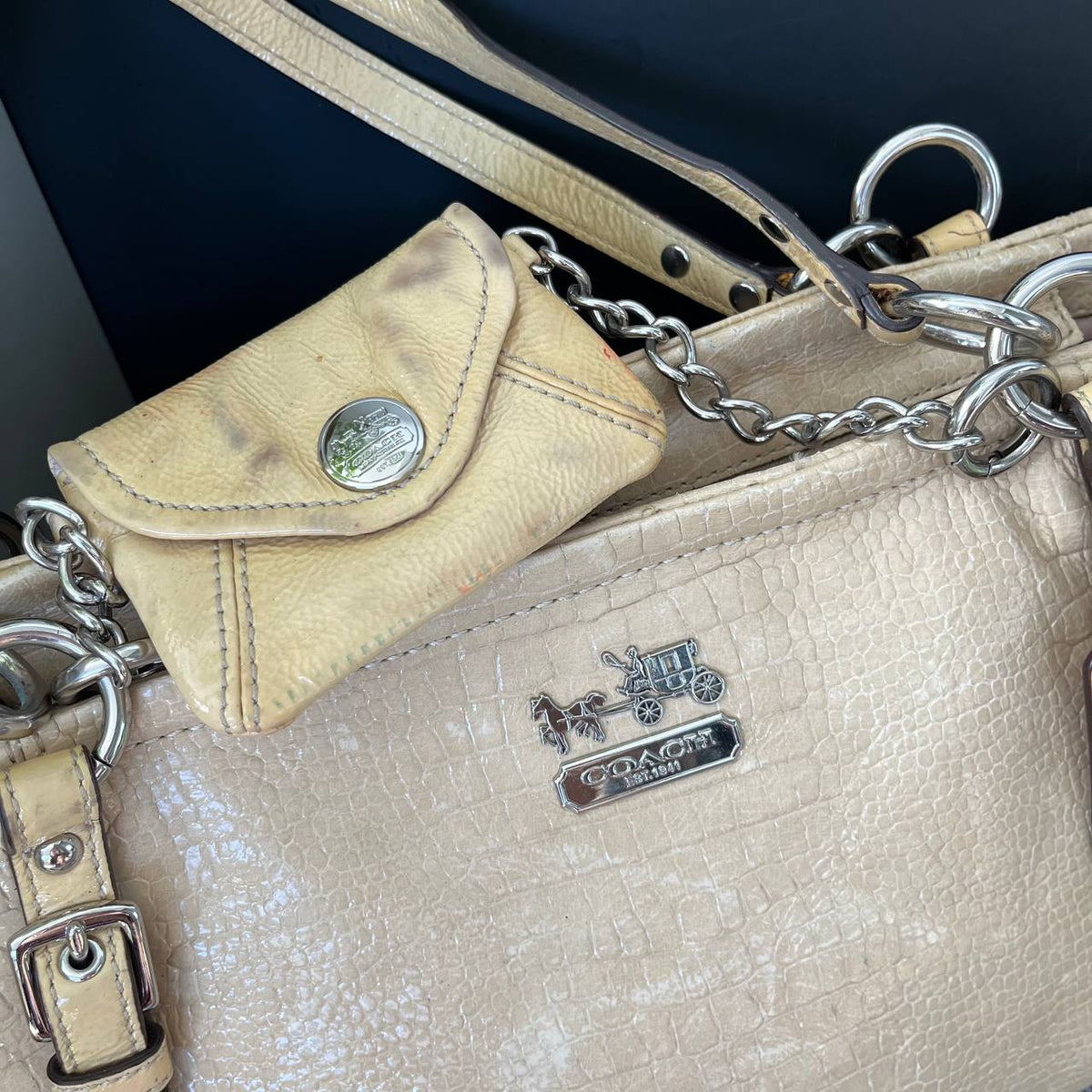 COACH FAUX CROC EMBOSSED CHARM TOTE  (Style #14836)