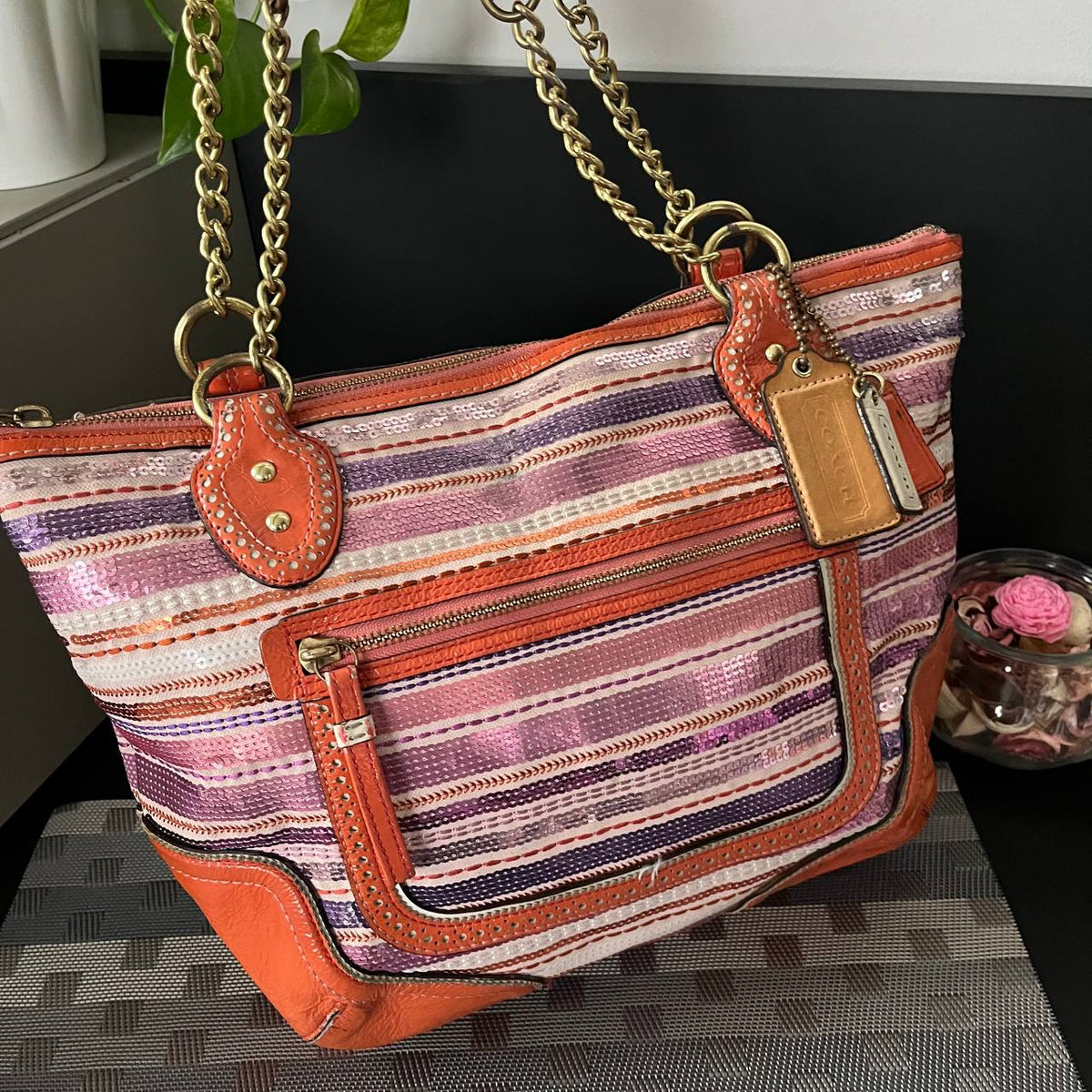 COACH POPPY SEQUIN SMALL TOTE  (Style #23843)