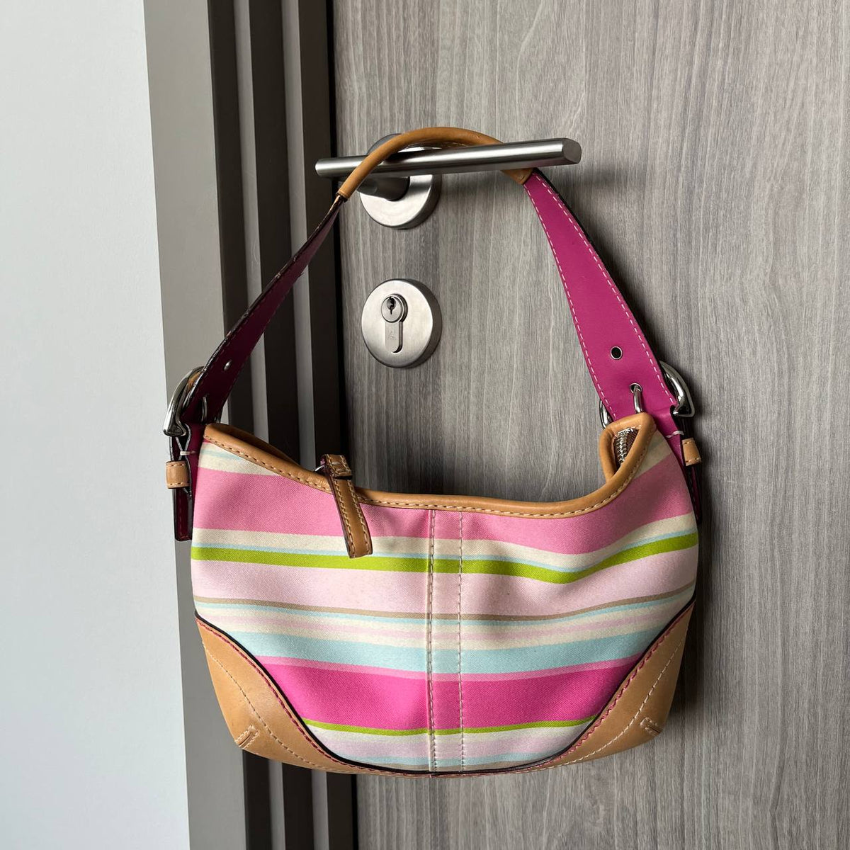 COACH PASTEL STRIPE SATEEN SOHO SHOULDER BAG  (Style #1884)