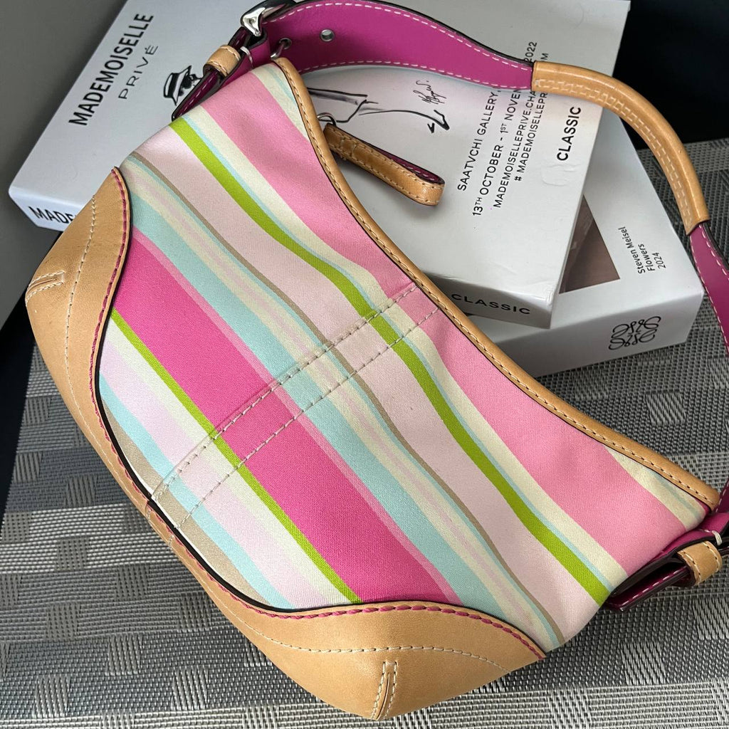 COACH PASTEL STRIPE SATEEN SOHO SHOULDER BAG  (Style #1884)