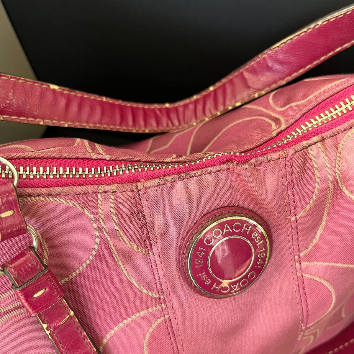 COACH SIGNATURE STRIPE JACQUARD HOBO BAG (Style #19442)