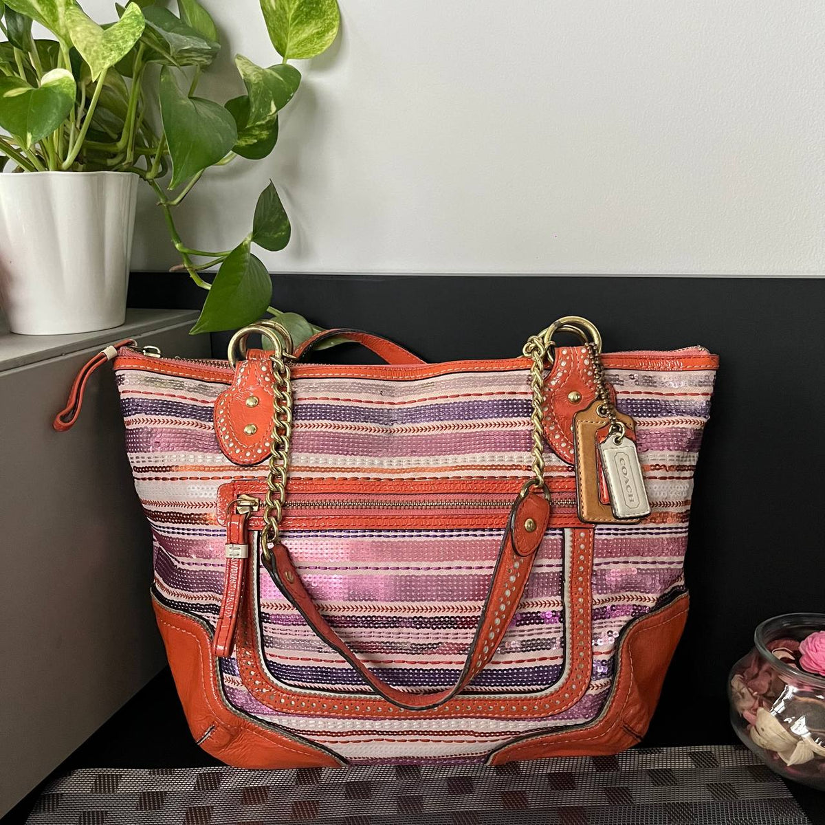 COACH POPPY SEQUIN SMALL TOTE  (Style #23843)