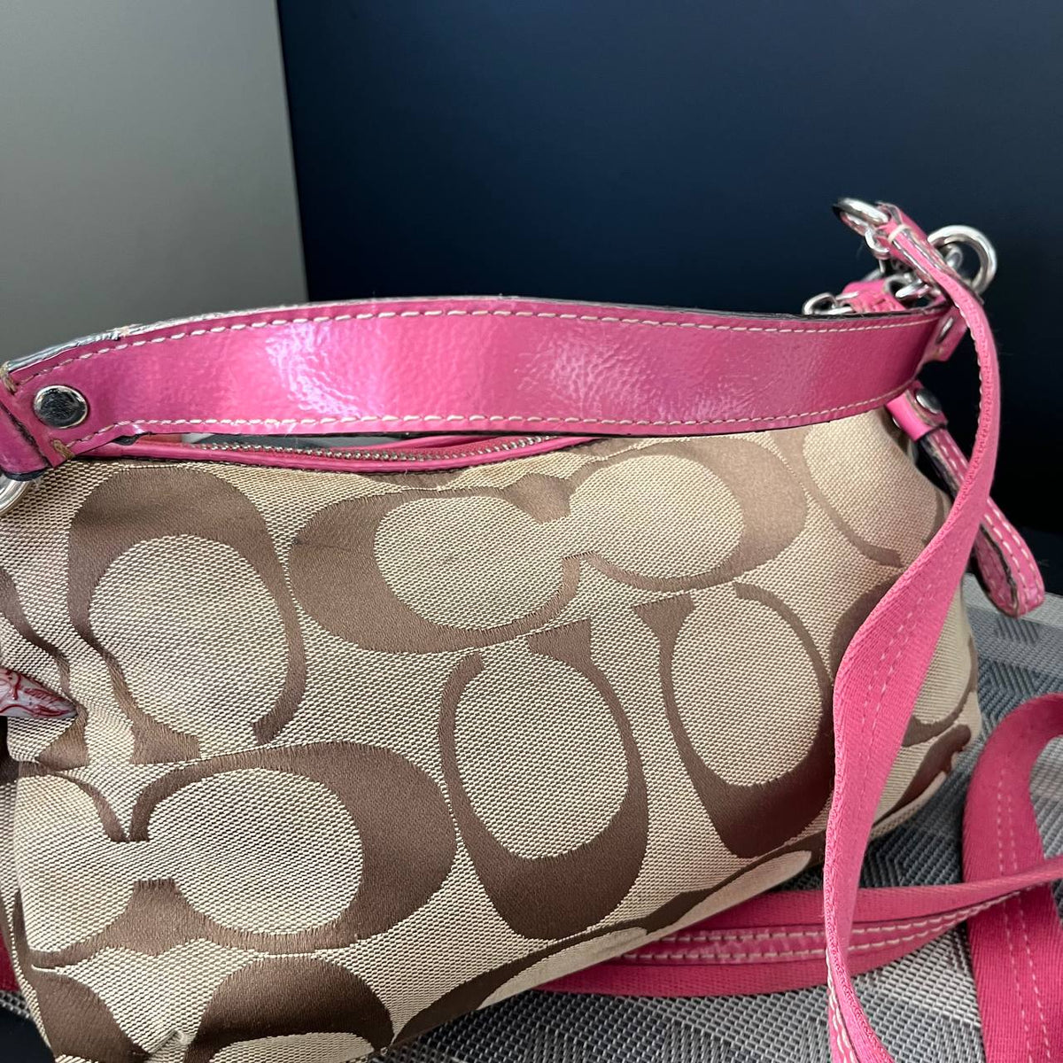 COACH SIGNATURE STRIPE DEMI SHOULDER BAG (Style #17439)