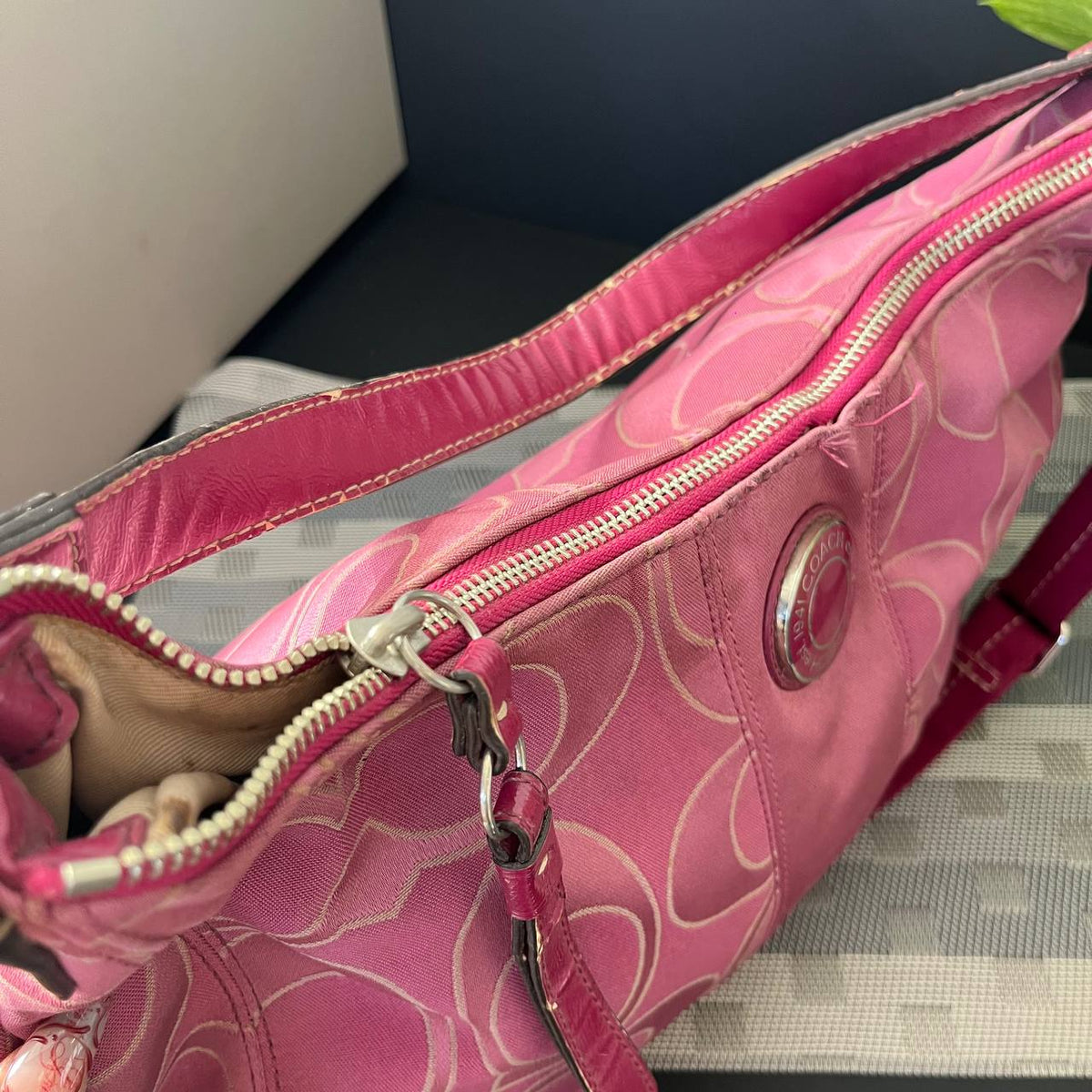COACH SIGNATURE STRIPE JACQUARD HOBO BAG (Style #19442)