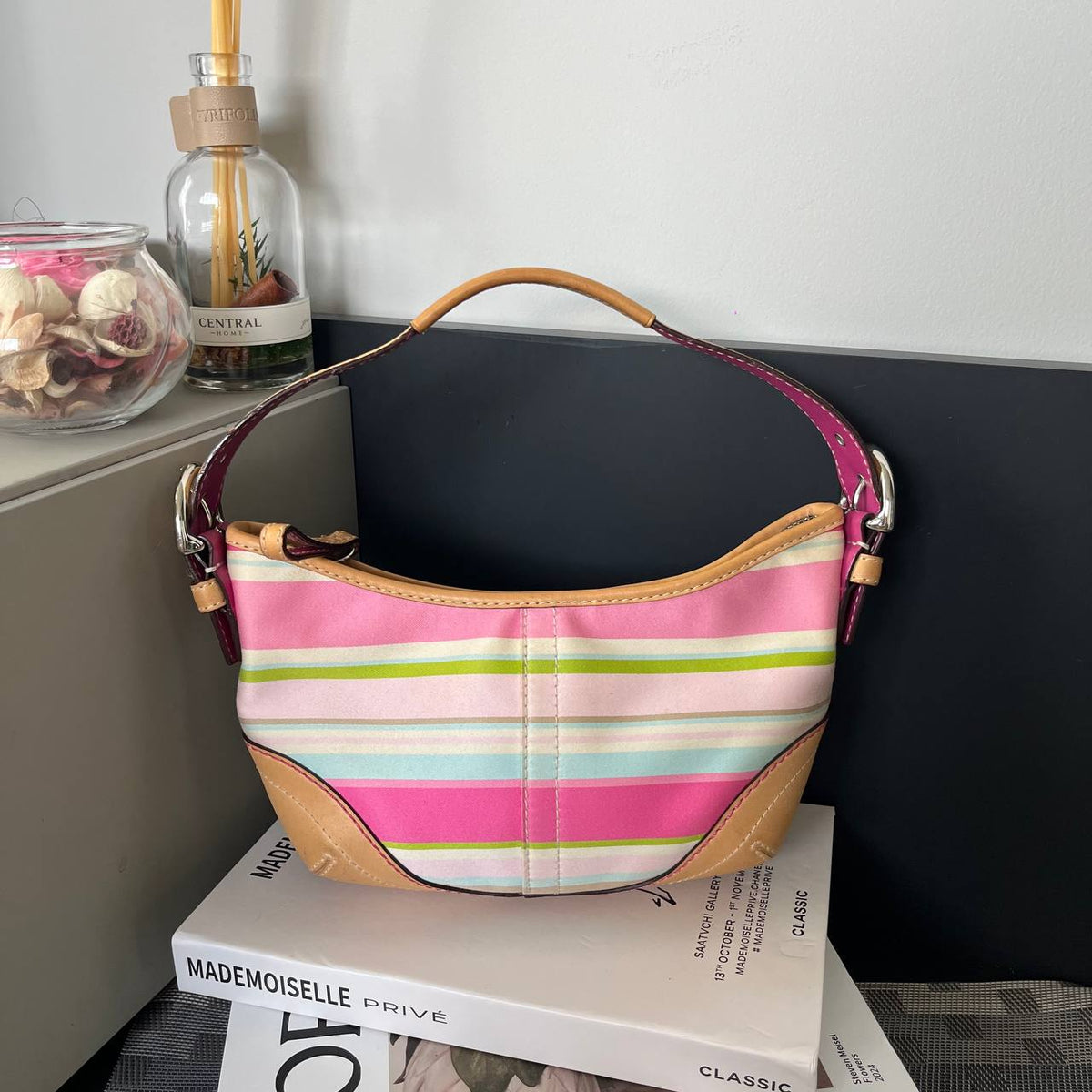COACH PASTEL STRIPE SATEEN SOHO SHOULDER BAG  (Style #1884)