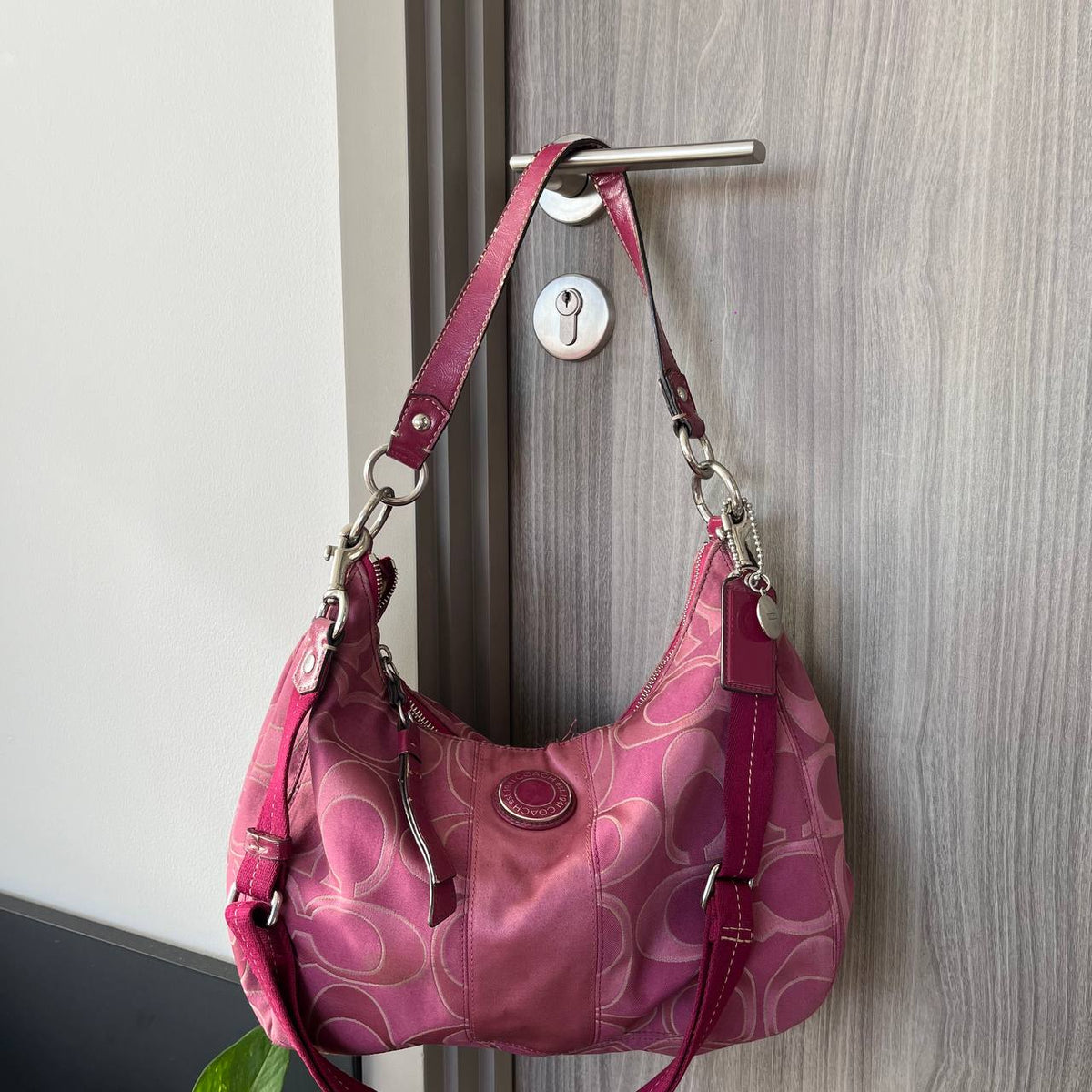 COACH SIGNATURE STRIPE JACQUARD HOBO BAG (Style #19442)