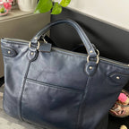 COACH DAISY EMMA LEATHER TOTE IN NAVY BLUE (Style #23973)