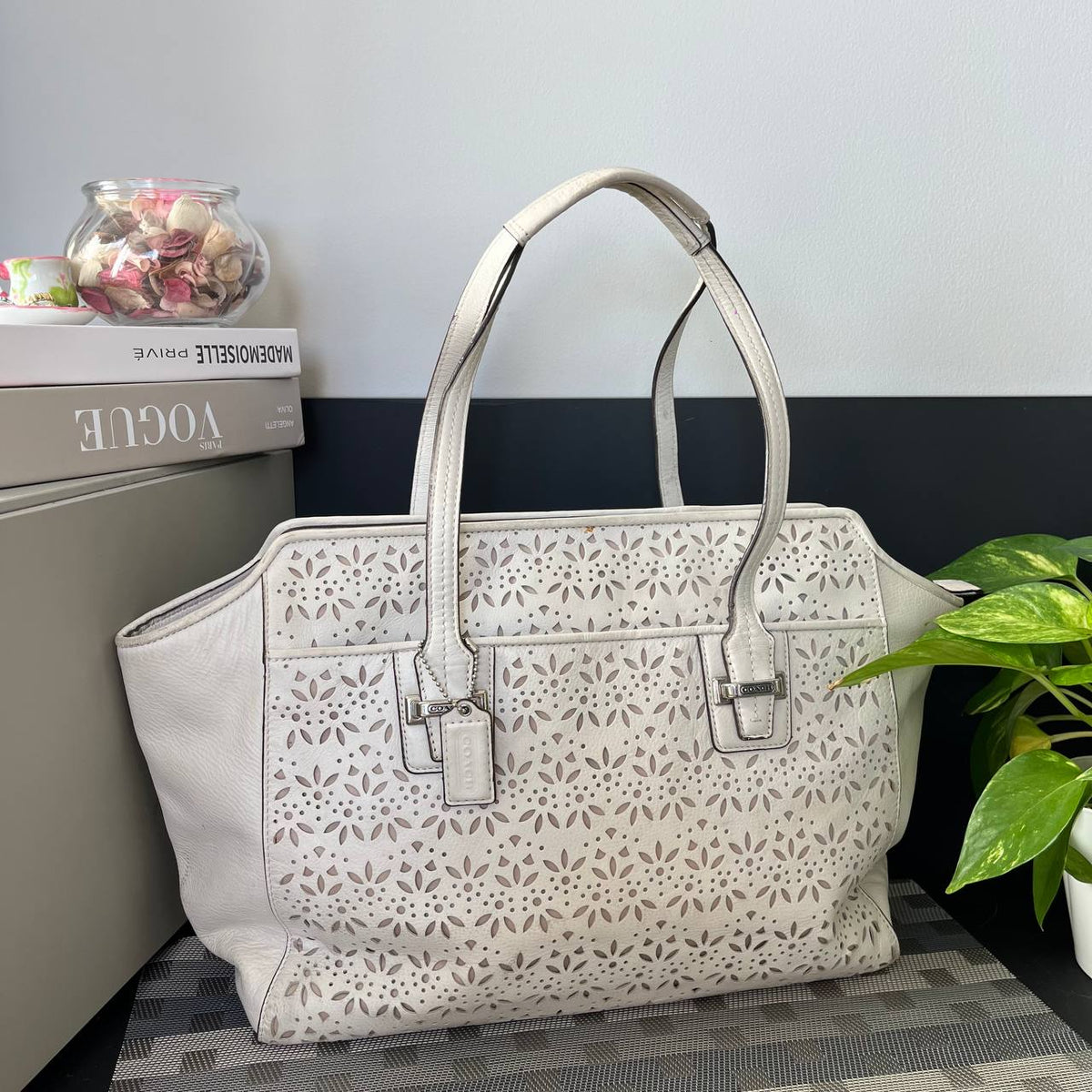 COACH TAYLOR EYELET LEATHER CARRYALL TOTE (Style #27391)