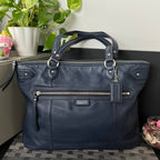 COACH DAISY EMMA LEATHER TOTE IN NAVY BLUE (Style #23973)