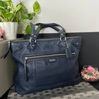 COACH DAISY EMMA LEATHER TOTE IN NAVY BLUE (Style #23973)