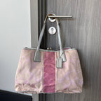 COACH SIGNATURE STRIPE FRAMED KISSLOCK TOTE (Style #13533)