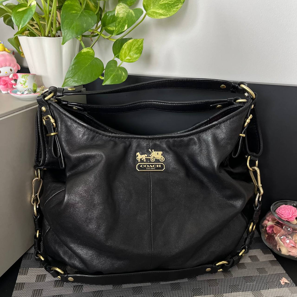 COACH SIGNATURE MADISON MAGGIE 2 WAY LEATHER SATCHEL (Style #15958)