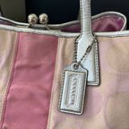 COACH SIGNATURE STRIPE FRAMED KISSLOCK TOTE (Style #13533)