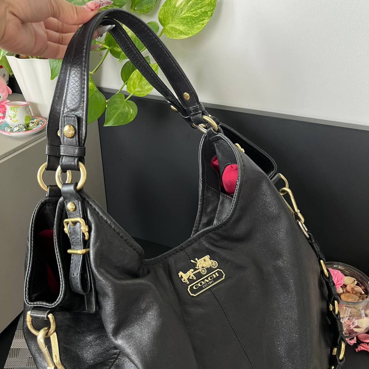 COACH SIGNATURE MADISON MAGGIE 2 WAY LEATHER SATCHEL (Style #15958)