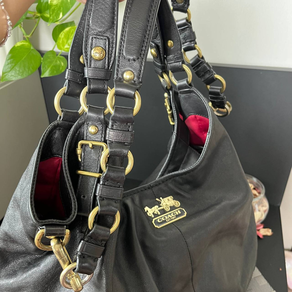 COACH SIGNATURE MADISON MAGGIE 2 WAY LEATHER SATCHEL (Style #15958)