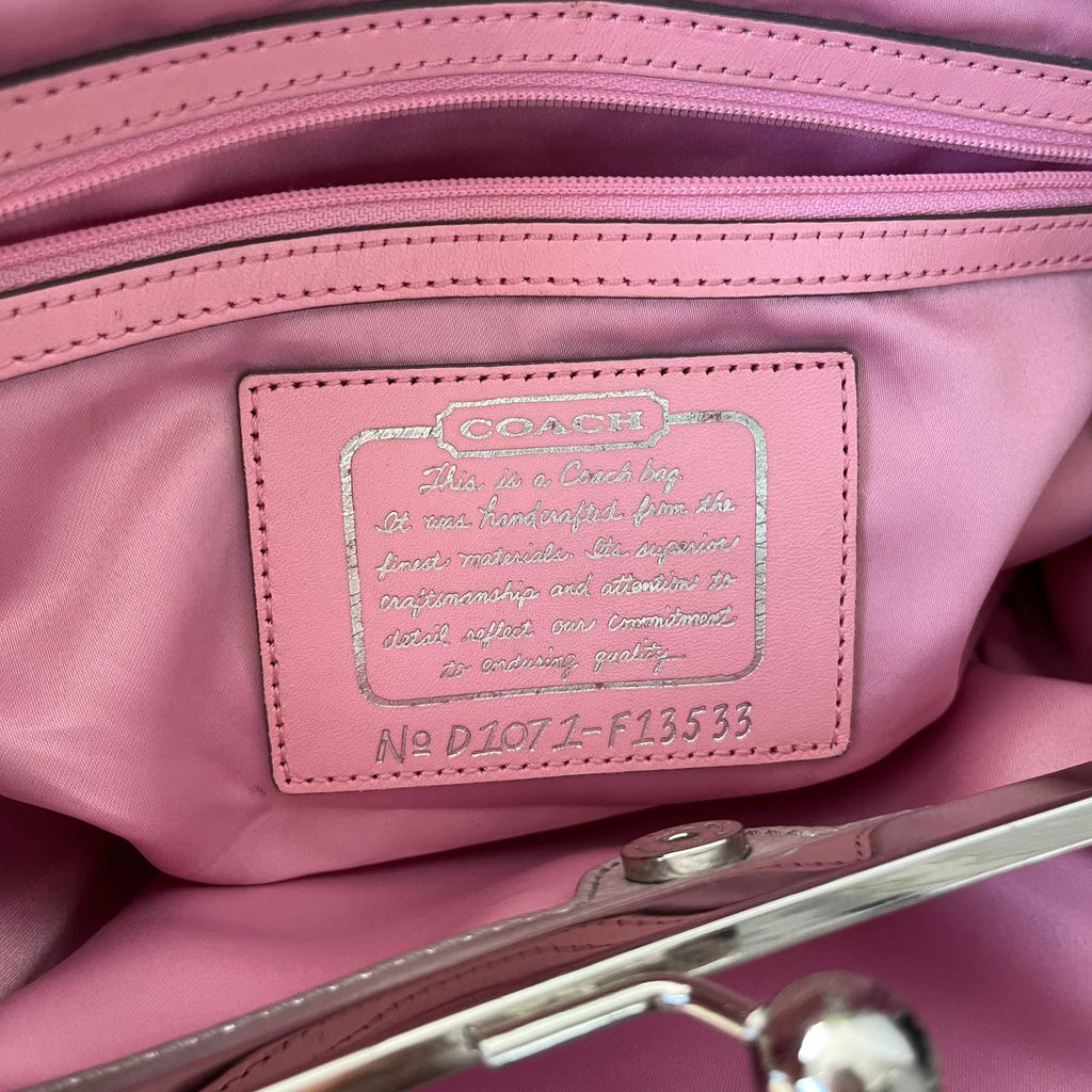 COACH SIGNATURE STRIPE FRAMED KISSLOCK TOTE (Style #13533)