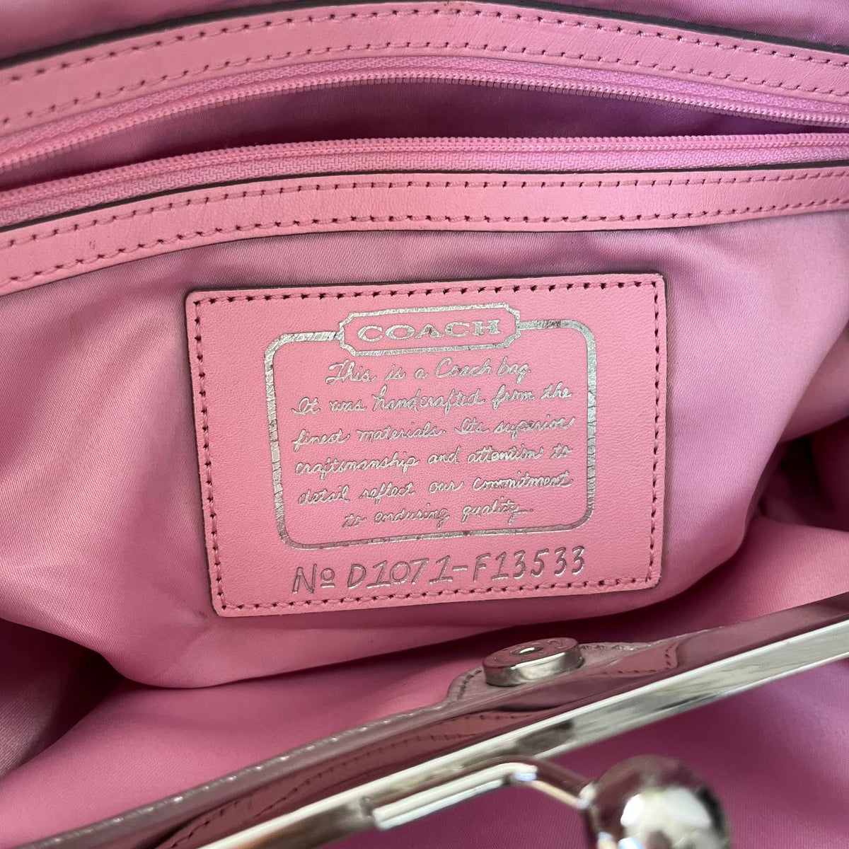 COACH SIGNATURE STRIPE FRAMED KISSLOCK TOTE (Style #13533)