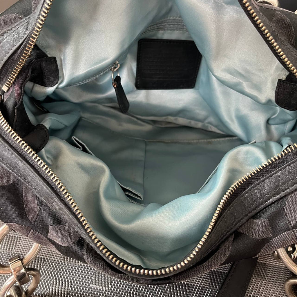 COACH BLACK SIGNATURE KRISTIN OP ART SATCHEL (Style #16779)