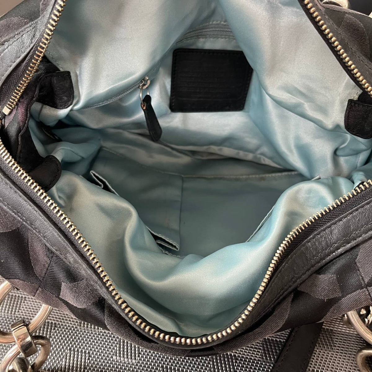COACH BLACK SIGNATURE KRISTIN OP ART SATCHEL (Style #16779)