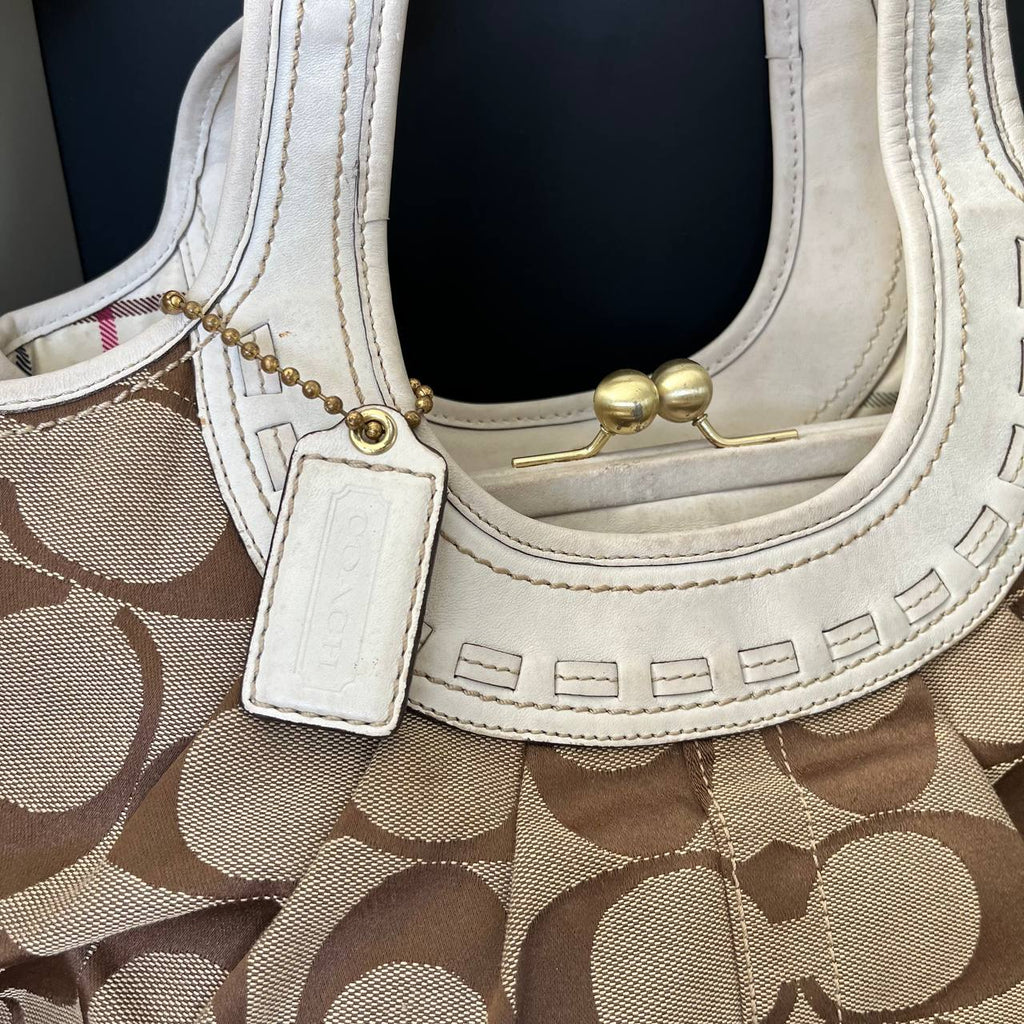 COACH ERGO SIGNATURE PLEATED KISSLOCK SATCHEL (Style #12232)