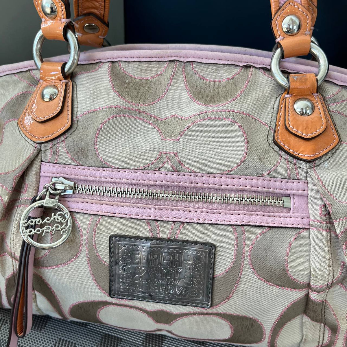 COACH POPPY SIGNATURE SATEEN LUREX ROCKER BAG (Style #16295)