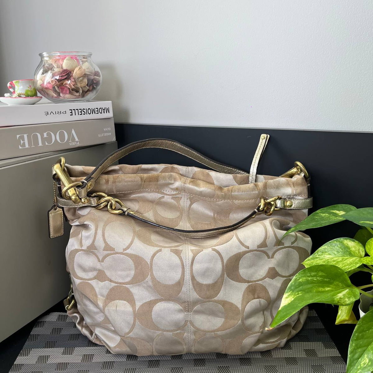 COACH LARGE SATEEN BROOKE HOBO SATCHEL  (Style #16619)