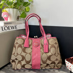 COACH SIGNATURE STRIPE FRAMED KISSLOCK TOTE (Style #17424)