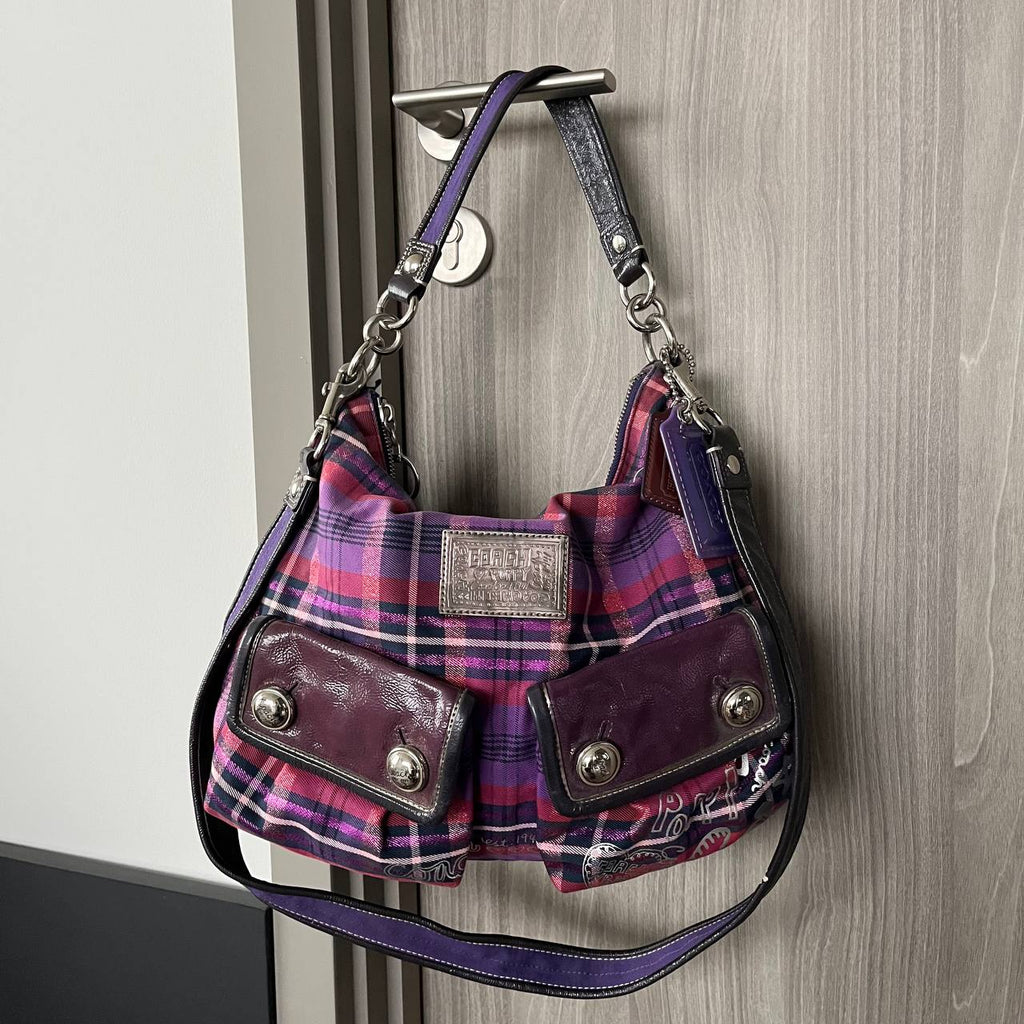 COACH POPPY TARTAN PLAID POCKET HOBO (Style #16120)