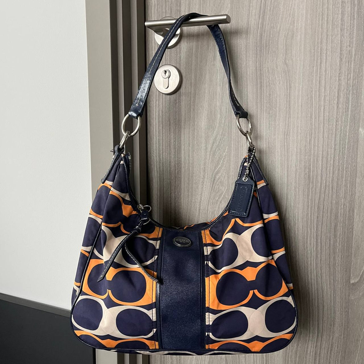 COACH SIGNATURE STRIPE LINEAR HOBO  (Style #23936)