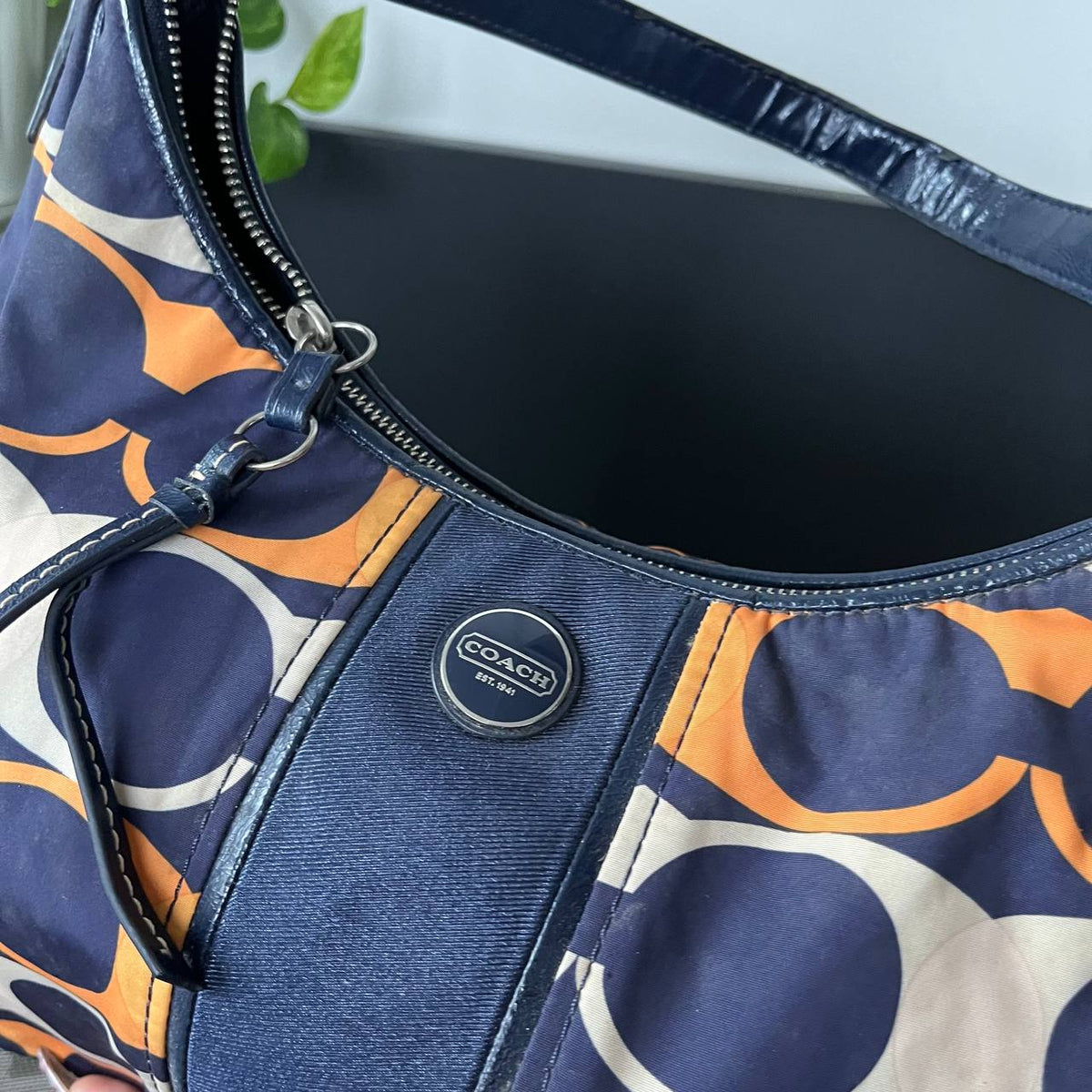 COACH SIGNATURE STRIPE LINEAR HOBO  (Style #23936)
