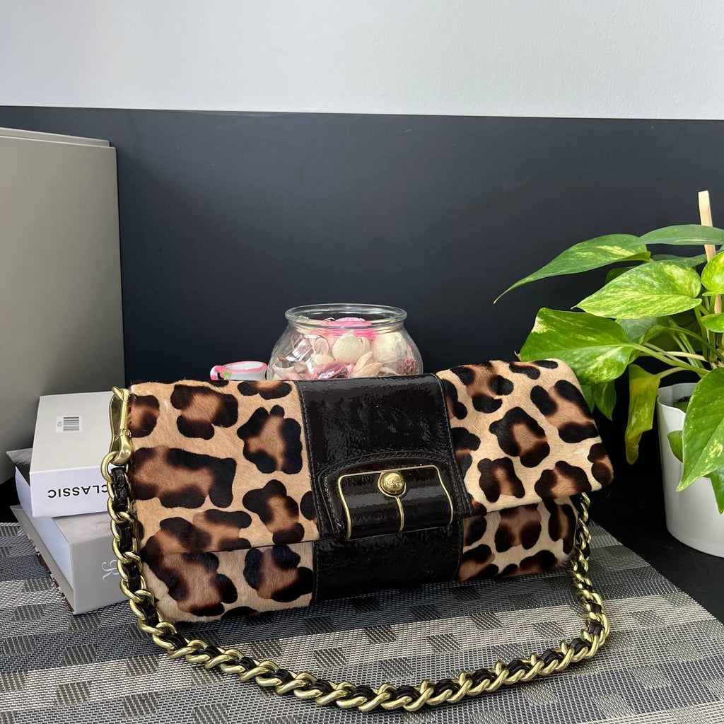 COACH KRISTIN LEOPARD TURNLOCK SHOULDER BAG (Style #15985)