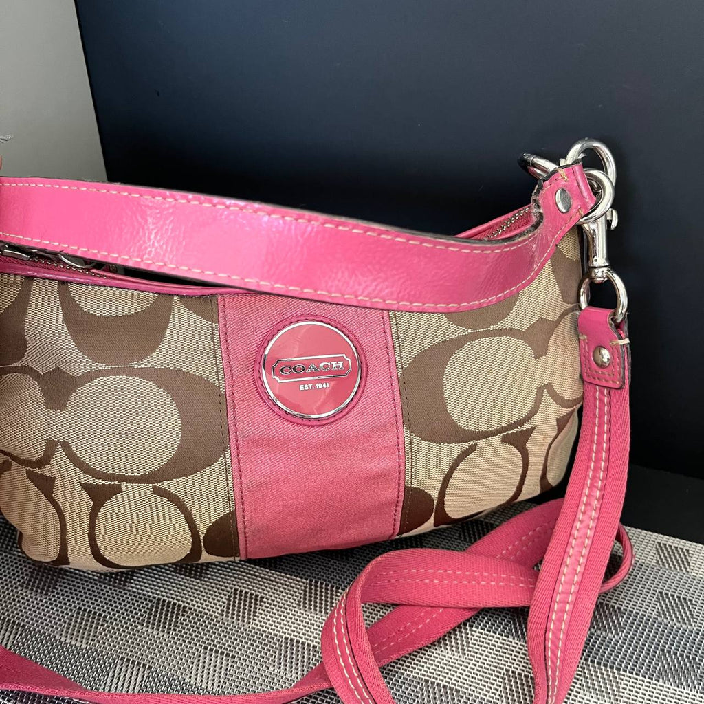 COACH SIGNATURE STRIPE DEMI SHOULDER BAG (Style #17439)