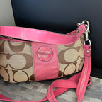 COACH SIGNATURE STRIPE DEMI SHOULDER BAG (Style #17439)