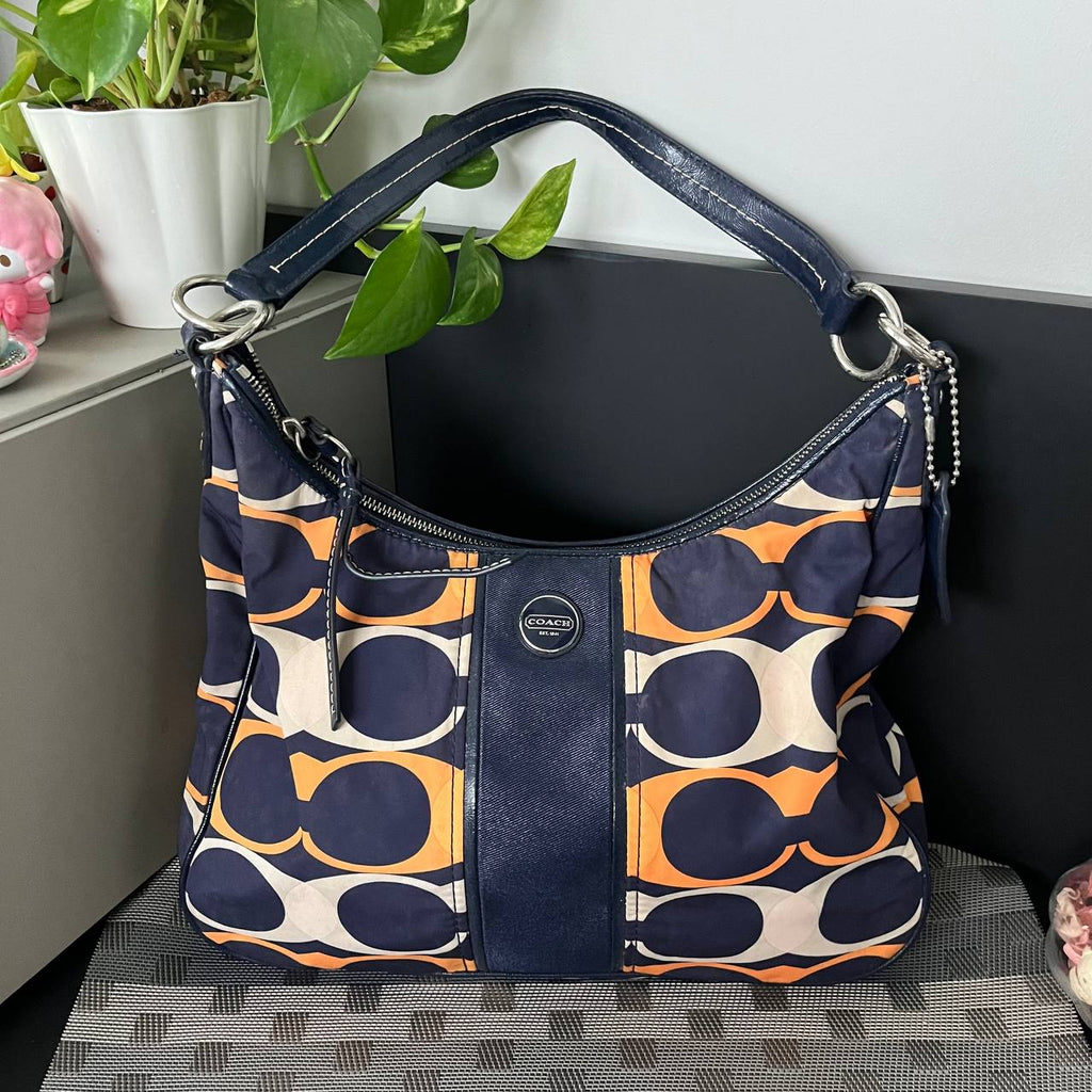COACH SIGNATURE STRIPE LINEAR HOBO  (Style #23936)
