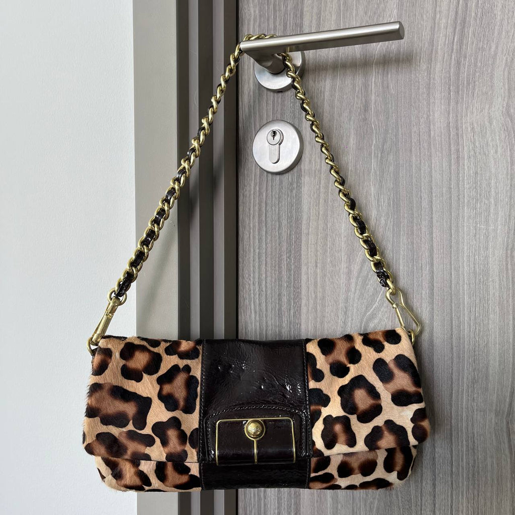 COACH KRISTIN LEOPARD TURNLOCK SHOULDER BAG (Style #15985)
